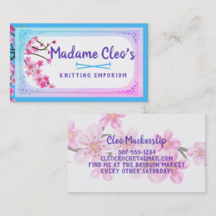 Carte De Visite Fleurs de cerisier rose aiguilles de tricot de tri