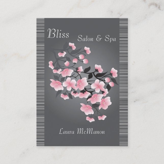 Carte De Visite Fleurs de cerisier (Sakura) sur un arrière - plan (Devant)