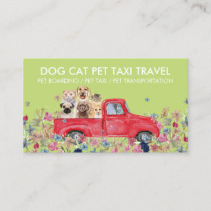 Carte De Visite Fleurs de chargement de camion Chiens verts Chats