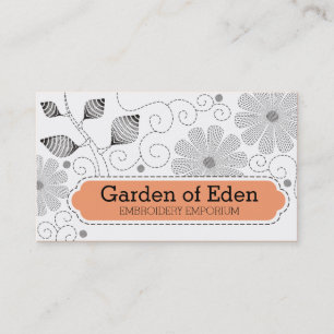 Carte De Visite Fleurs de couture de points de broderie faite sur
