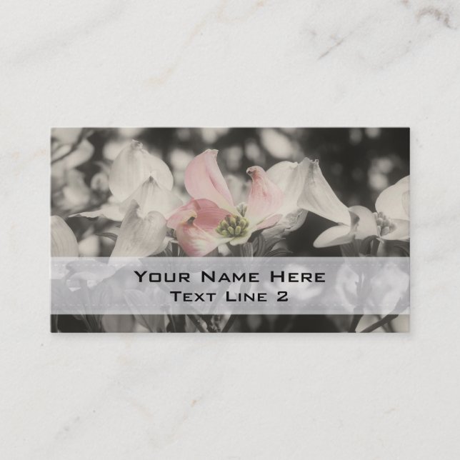 Carte De Visite Fleurs De Dogwood Rose En Noir Et Blanc (Devant)