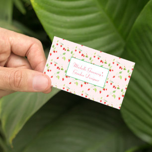 Carte De Visite Fleurs de fraisier à l'aquarelle Jardinier