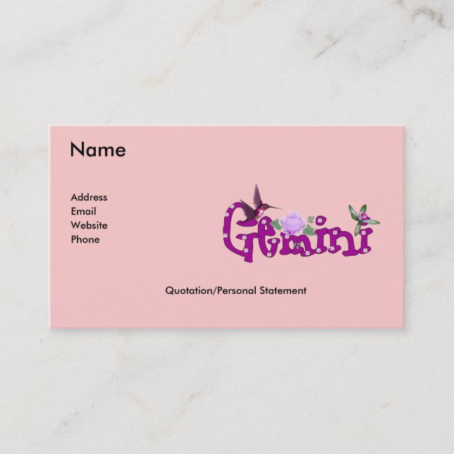 Carte De Visite Fleurs de Gémeaux (Devant)