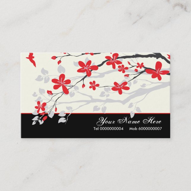 Carte De Visite Fleurs de Magnolia rouge noir floral (Devant)