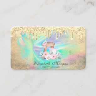 Carte De Visite Fleurs de mélangeur Or Drips Encre holographique B