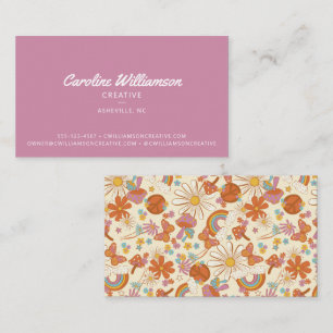 Carte De Visite Fleurs de Paix super Retro violet tendance