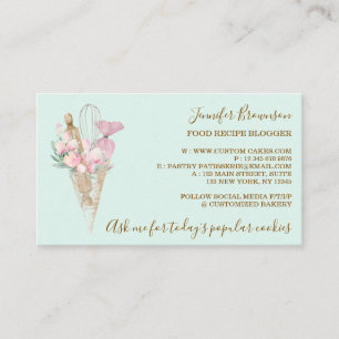 Carte De Visite Fleurs de pâtisserie de boulangerie Boho chef créa