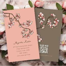 Carte De Visite Fleurs de pêcher roses orientales Élégant chic Sak