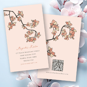 Carte De Visite Fleurs de pêcher roses orientales Élégant chic Sak