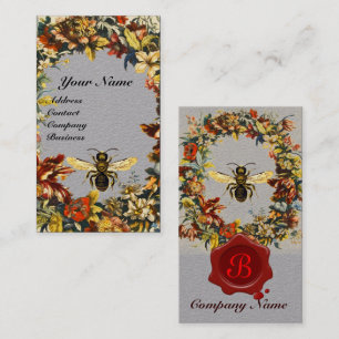 CARTE DE VISITE FLEURS DE PRINTEMPS HONEY BEE BEEKEEPING CIRE SCEA