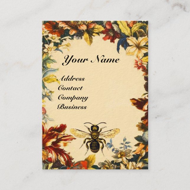CARTE DE VISITE FLEURS DE PRINTEMPS MIEL BEE, MAINTIEN DES OEUVRES (Devant)
