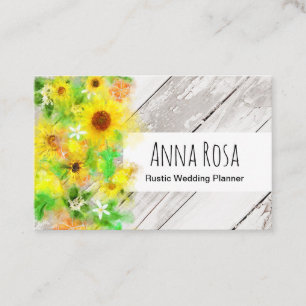 Carte De Visite *~* Fleurs de soleil en bois Vintage rustique Oran