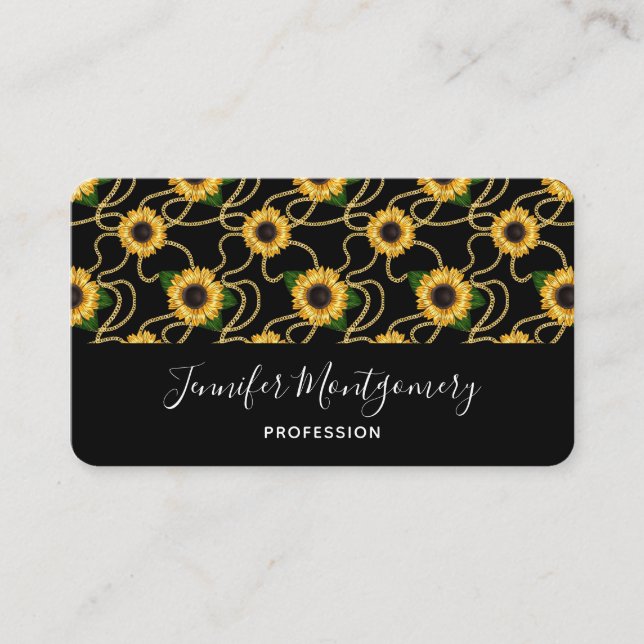 Carte De Visite Fleurs de soleil jaunes élégantes Motif élégant su (Devant)