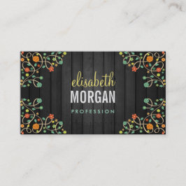 Carte De Visite Fleurs de tourbillon mignonnes sur bois foncé