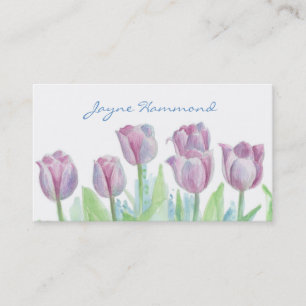 Carte De Visite Fleurs de tulipe rose pastel Aquarelle