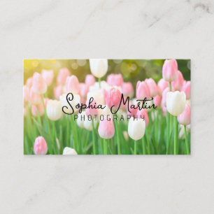Carte De Visite Fleurs de tulipes roses   Photographie
