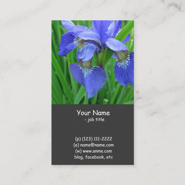 Carte De Visite fleurs d'iris bleu (Devant)