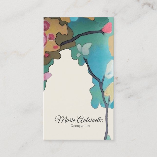 Carte De Visite Fleurs en aquarelles OPTIONS PAPIER & TAILLE - (Devant)