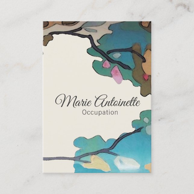 Carte De Visite Fleurs en aquarelles PAPIER & TAILLE OPTIONS-Large (Devant)
