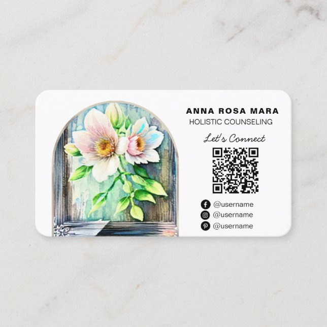 Carte De Visite *~* Fleurs en bois désunies LOGO AP49 QR (Devant)