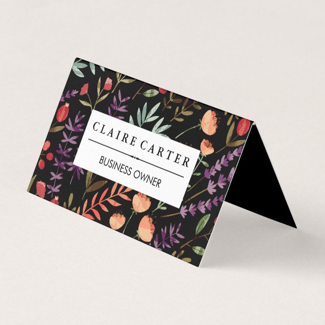 Carte De Visite Fleurs et Feuilles  en fleurs Motif (Devant)