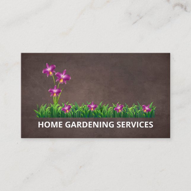 Carte De Visite Fleurs et herbe | Services de jardinage (Devant)