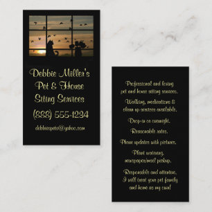 Carte De Visite Fleurs et mignons à la maison et assis pour animau