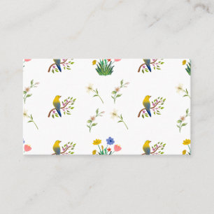 Carte De Visite Fleurs et oiseaux en fleurs motif