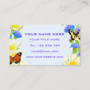 Carte De Visite Fleurs et papillons Cadre Printemps Professionnel