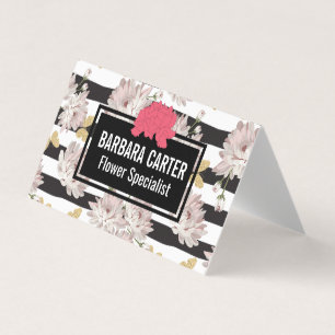 Carte De Visite Fleurs et papillons de Parties scintillant