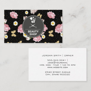 Carte De Visite Fleurs et papillons de Parties scintillant   Gold 