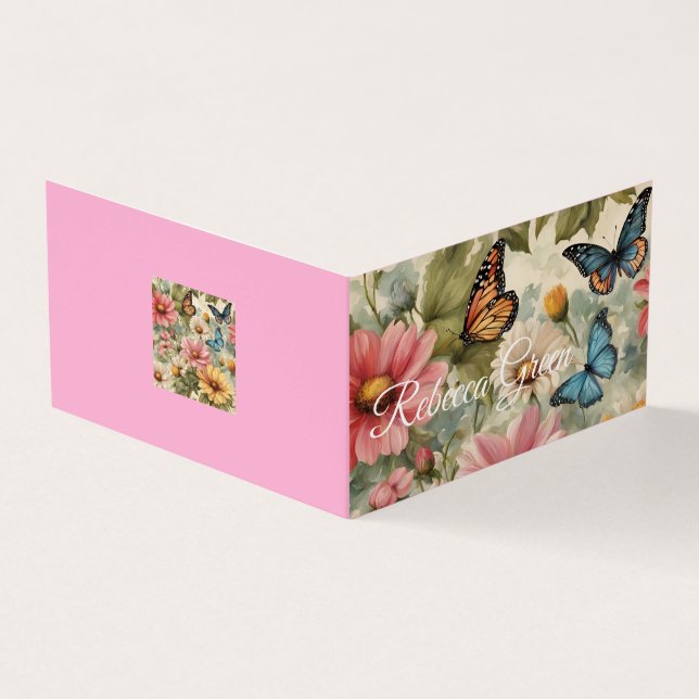Carte De Visite Fleurs Et Papillons Oeuvre D'Art (Extérieur)