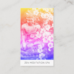 Carte De Visite *~* Fleurs florales Code QR Méditation Bouddha Om