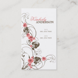 Carte De Visite Fleurs florales de roses de nature élégante rose