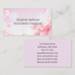 Carte De Visite Fleurs florales roses Feminine Pour elle
