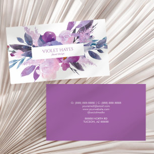 Carte De Visite Fleurs florales violettes élégantes Lilac Personna