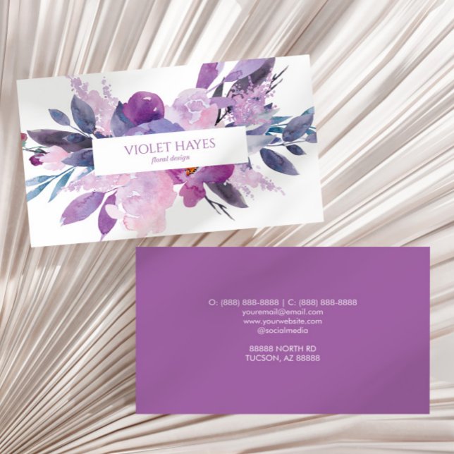 Carte De Visite Fleurs florales violettes élégantes Lilac Personna (Créateur téléchargé)