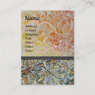 Carte De Visite FLEURS HONEYSUCKLE Art Nouveau Floral Jaune