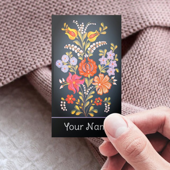 Carte De Visite fleurs hongroises - couleurs vives (Créateur téléchargé)