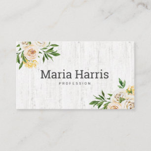 Carte De Visite Fleurs Jaunes Bois Rustique Simple Professionnel 