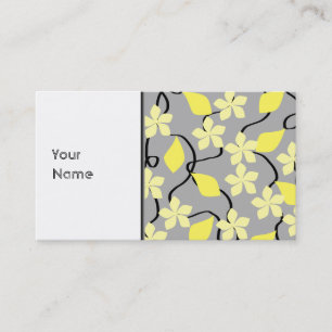 Carte De Visite Fleurs jaunes et grises. Modèle floral