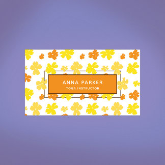 Carte De Visite Fleurs jaunes et orange modernes