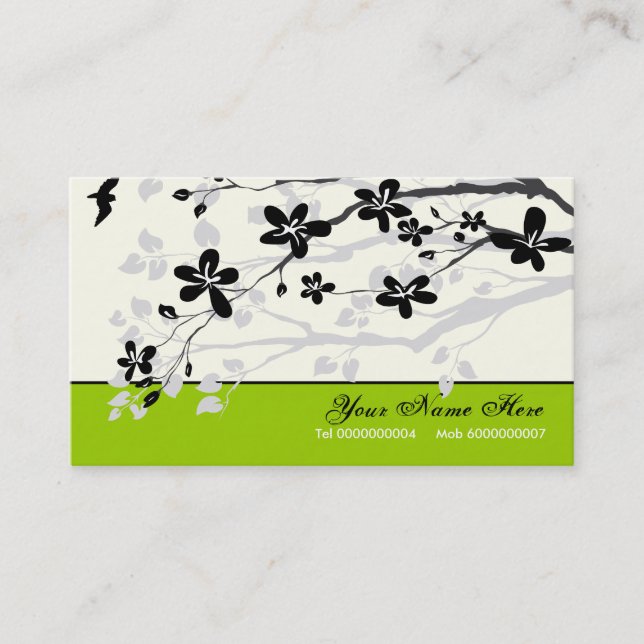 Carte De Visite Fleurs Magnolia noir gris floral (Devant)