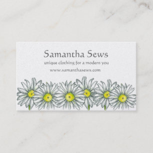 Carte De Visite Fleurs marguerites blanches Stylo et dessin d'encr