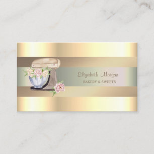 Carte De Visite Fleurs Mixer Rétro, Faux Gold