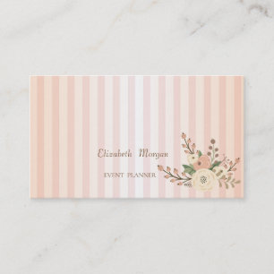 Carte De Visite Fleurs Modernes À Rayures Aquarelles Professionnel