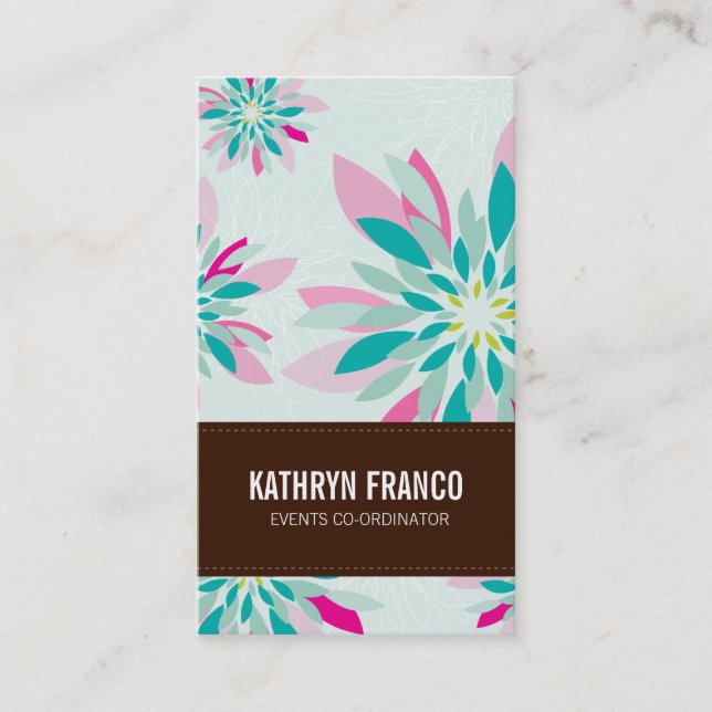 Carte De Visite FLEURS MODERNES CLAIR simple fleur abstraite dahli (Devant)