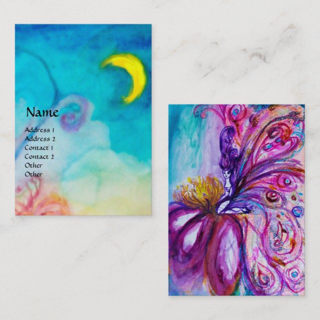 CARTE DE VISITE FLEURS MORTES BLANCHES EN ROSE, PARKLES D'OR (Devant / Derrière)