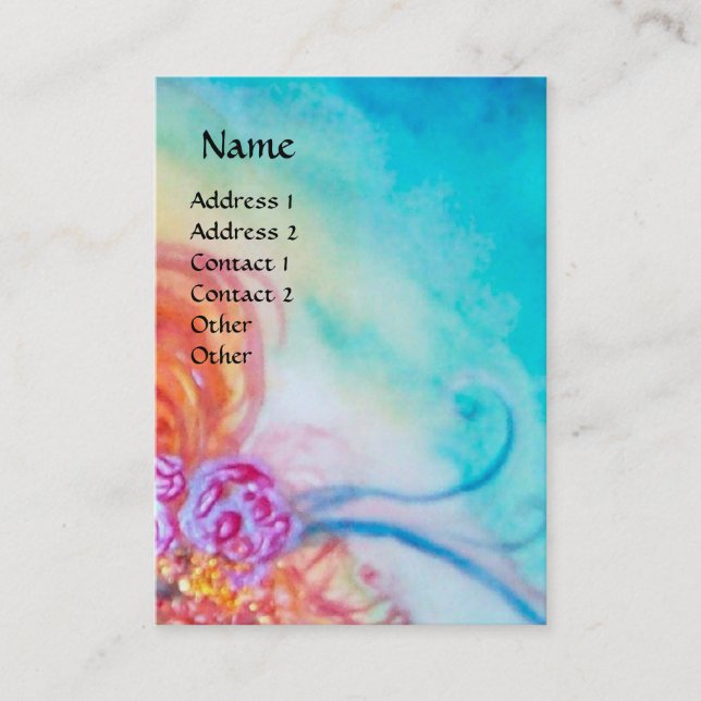 CARTE DE VISITE FLEURS MORTES BLANCHES EN ROSE, PARKLES D'OR (Devant)