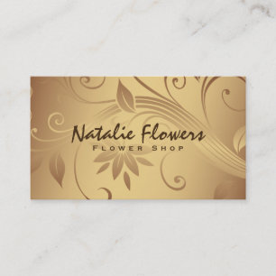 Carte De Visite Fleurs   Or